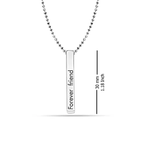LeCalla 925 Sterling Silver Dimensional Love 3D Bar Necklace for Women Teen Necklaces