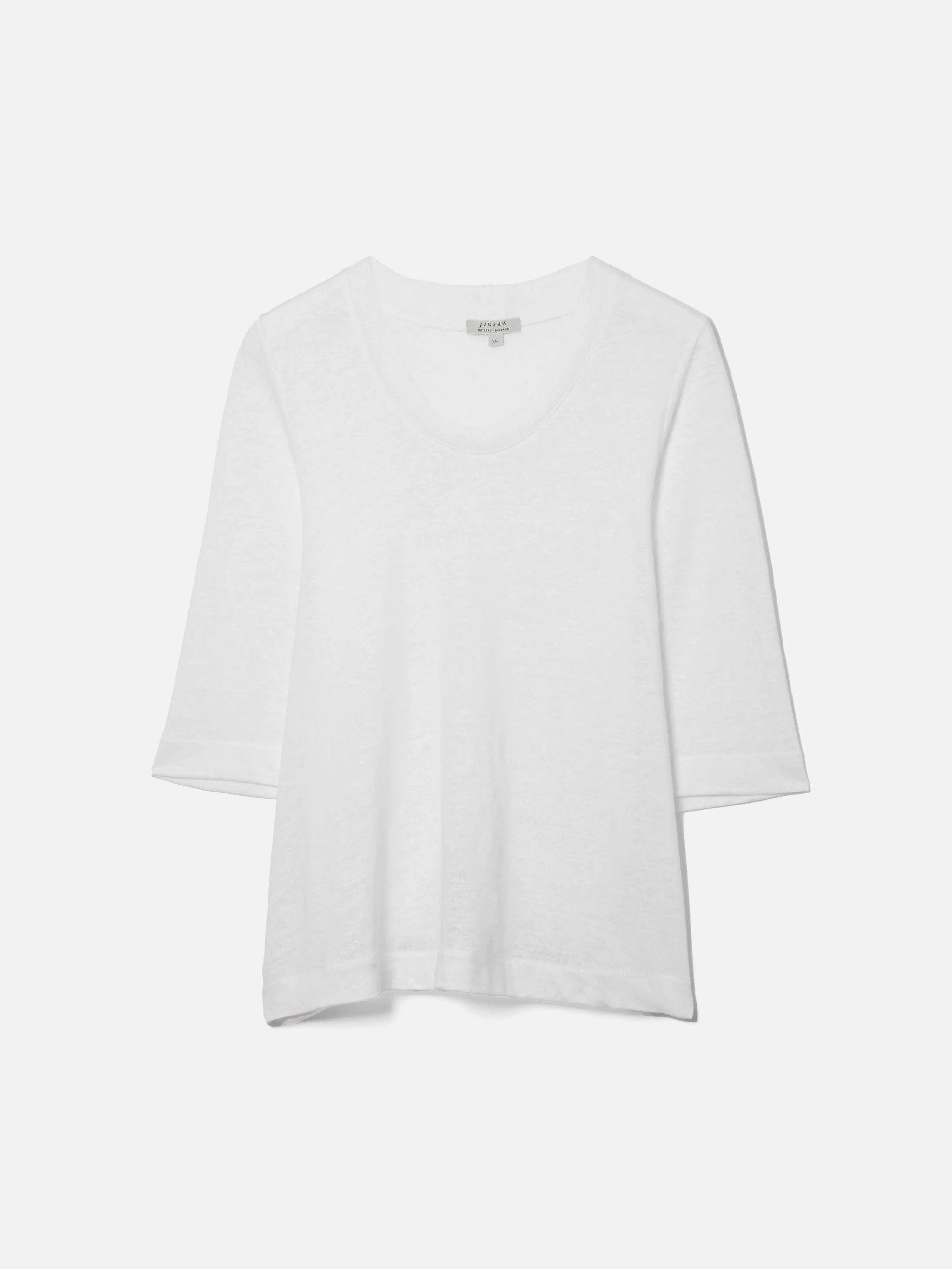 Linen Blythe Half Sleeve Tee | White
