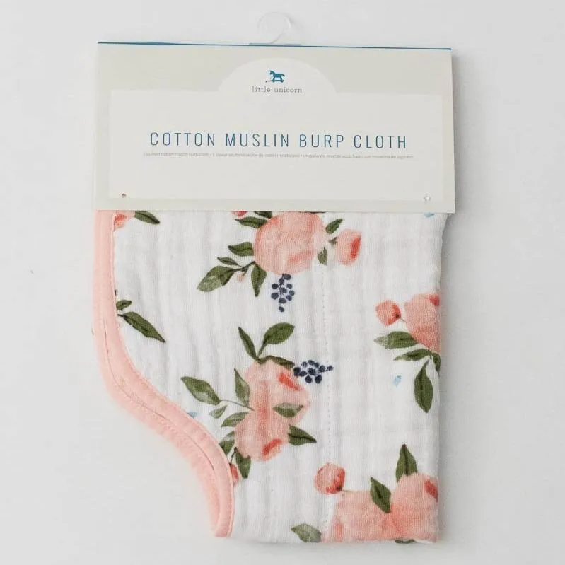 Little Unicorn Cotton Muslin Burp Cloth - Watercolor Roses