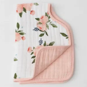 Little Unicorn Cotton Muslin Burp Cloth - Watercolor Roses
