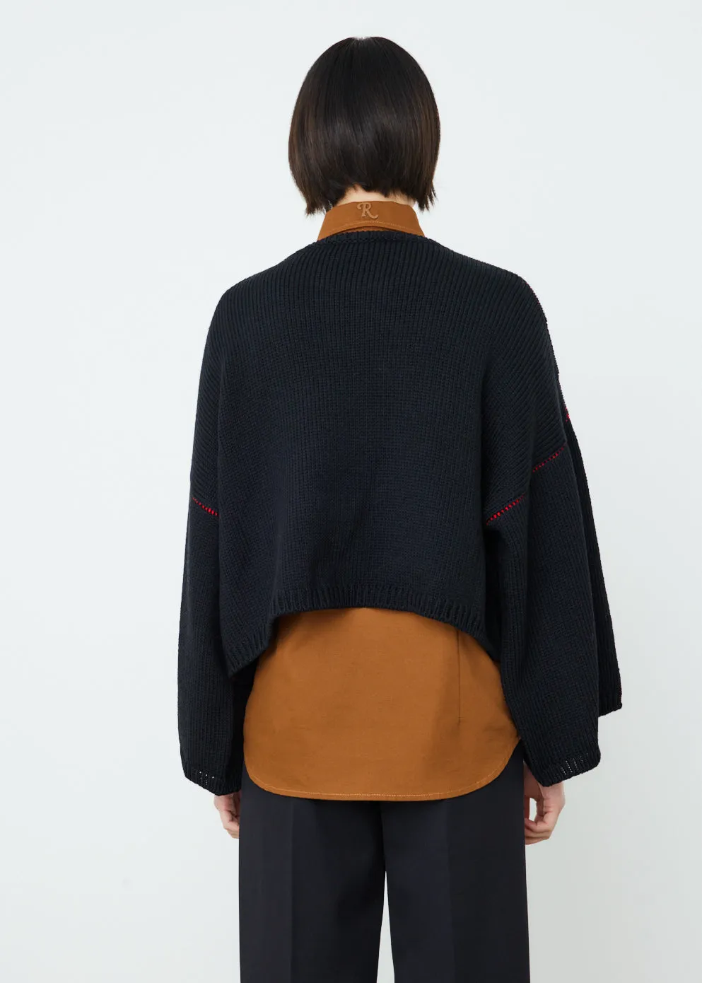 Loose Fit Cropped Wool Jacquard RS Sweater