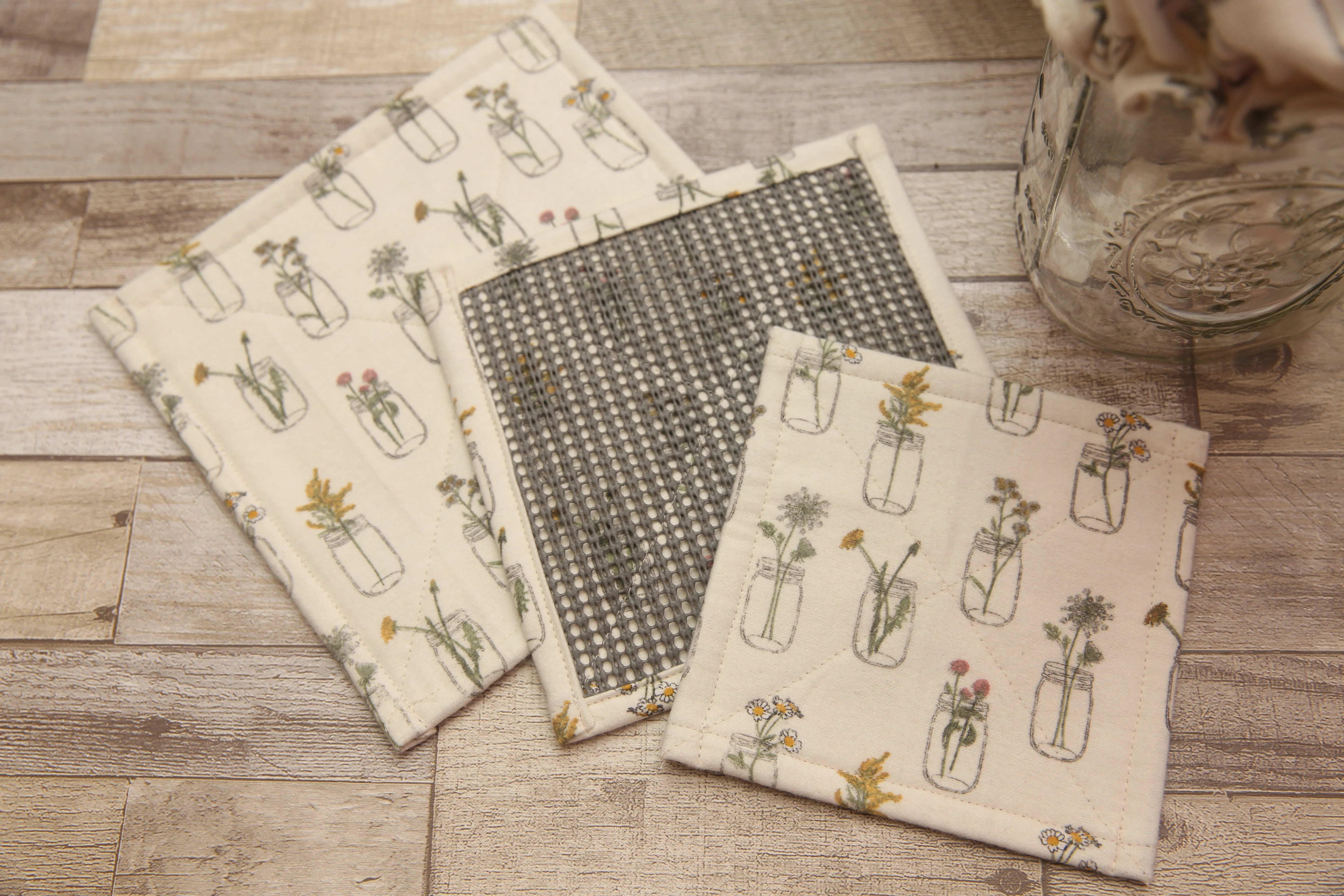 NON-PROP (Flower Jars) Bowl, Jar, Cup, Plate COVERS; Hot Pad; Jar Opener; Flower Jars; MADE TO ORDER