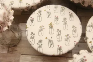 NON-PROP (Flower Jars) Bowl, Jar, Cup, Plate COVERS; Hot Pad; Jar Opener; Flower Jars; MADE TO ORDER