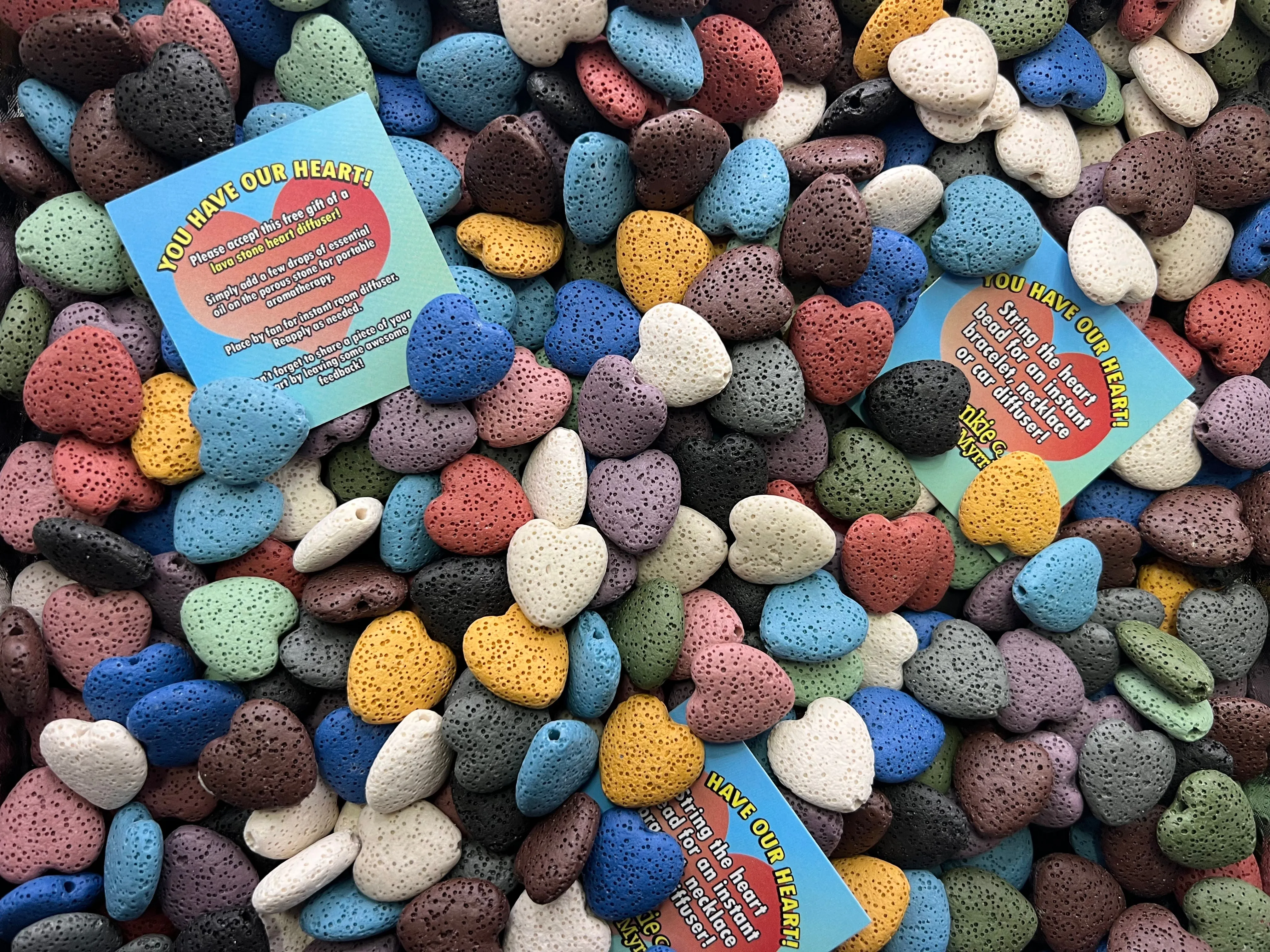 Pack of 5 Lava Stone Heart Portable Diffuser Beads