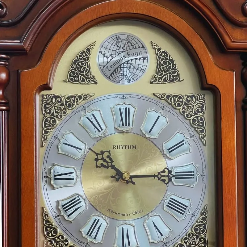 RHYTHM Wood Pendulum Clock (Brown_36.2 x 93 x 13.6 cm)