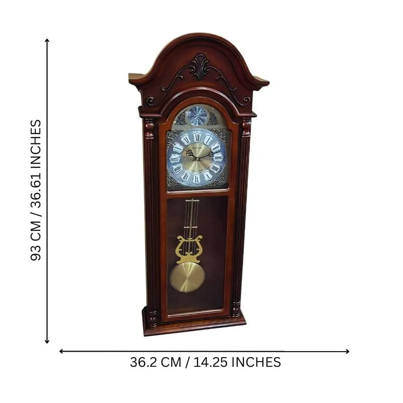 RHYTHM Wood Pendulum Clock (Brown_36.2 x 93 x 13.6 cm)