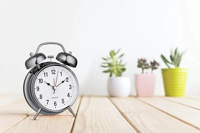 SHOPOLIFE Alarm Clock-Silent Analog Table Clock, Alarm Clock for Heavy Sleepers, Students and etc. with Night Light for Home Office Bedroom (1 Pc)