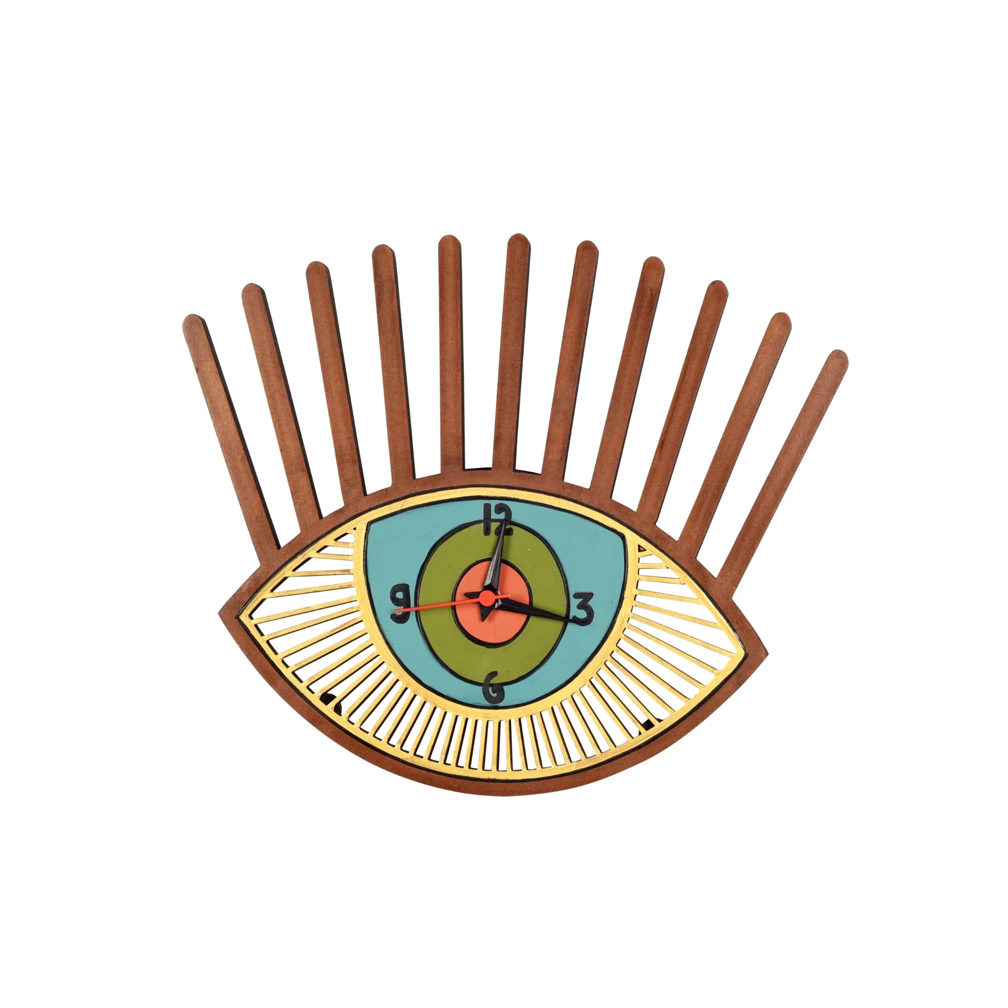 Tranquil Eyes Handcrafted Wooden Wall Clock (10 x 1 in)