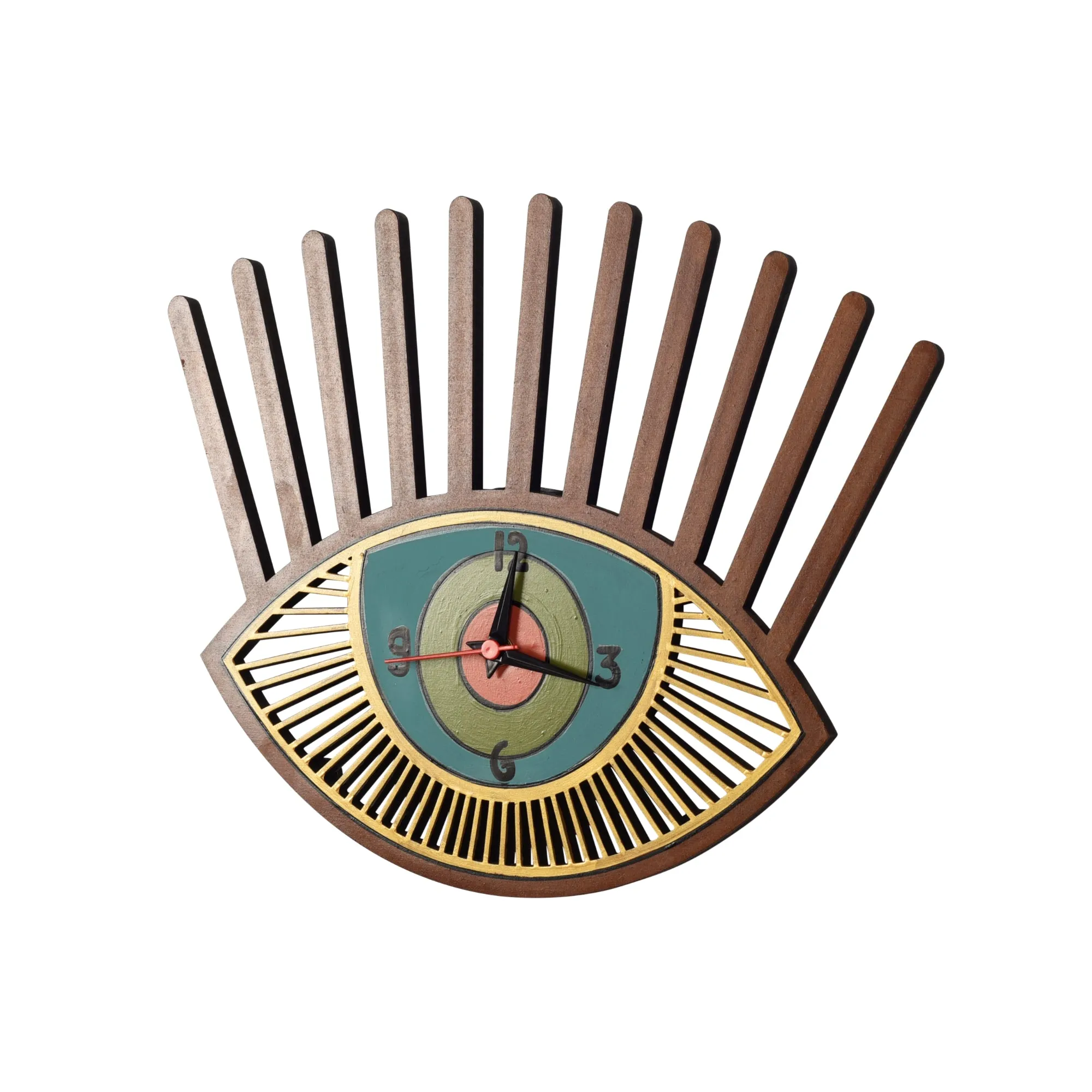 Tranquil Eyes Handcrafted Wooden Wall Clock (10 x 1 in)
