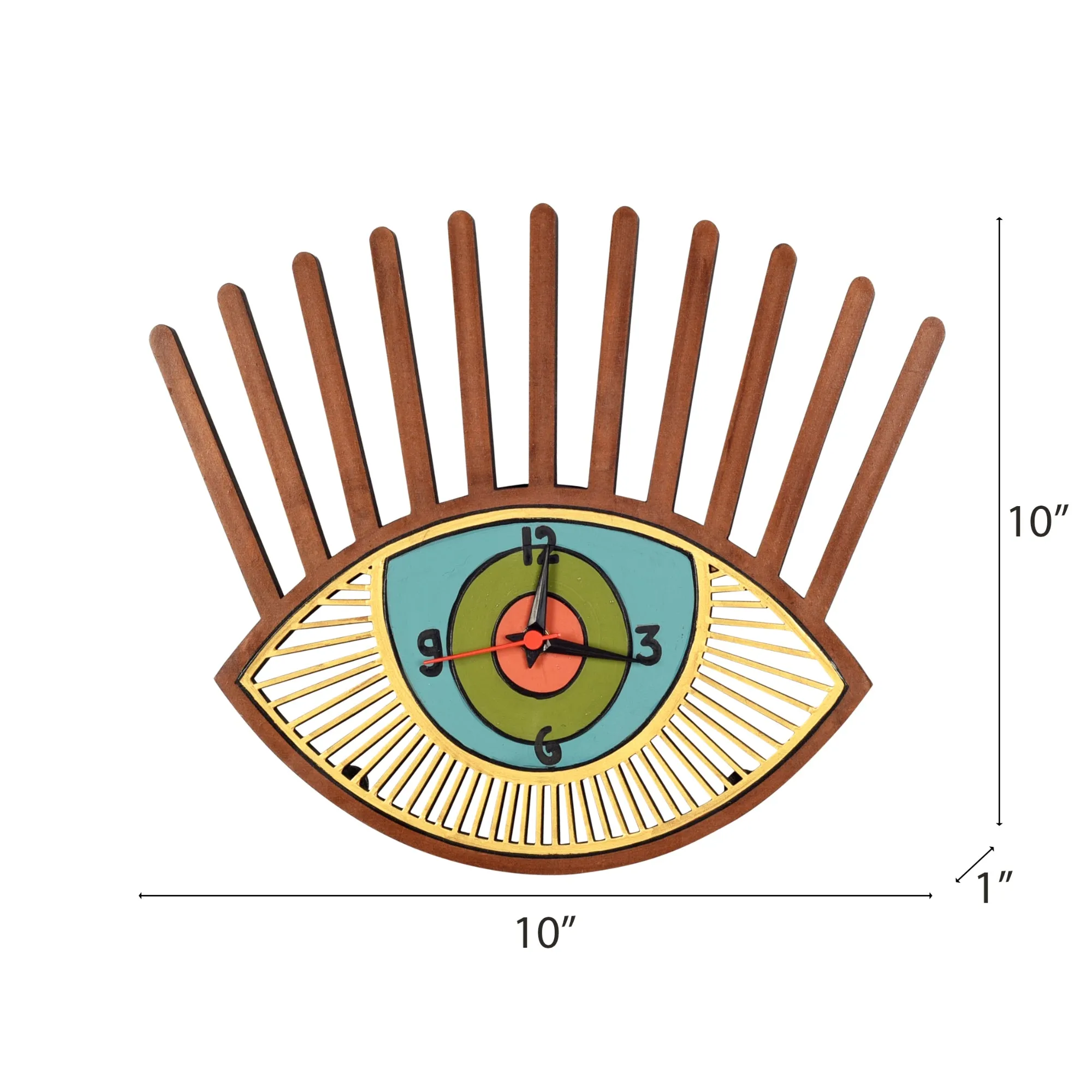 Tranquil Eyes Handcrafted Wooden Wall Clock (10 x 1 in)