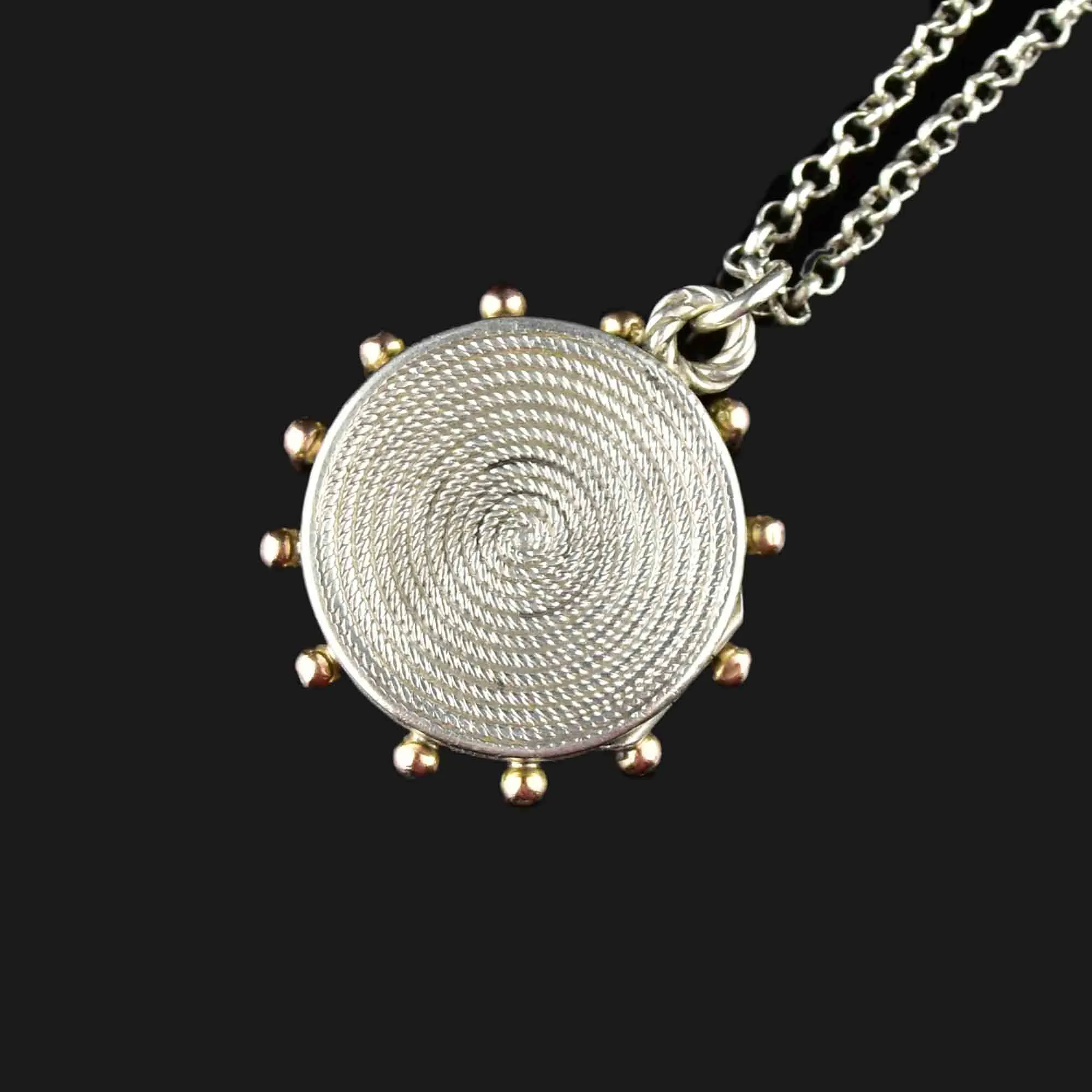 Victorian Engraved Silver Rose Gold Locket Necklace