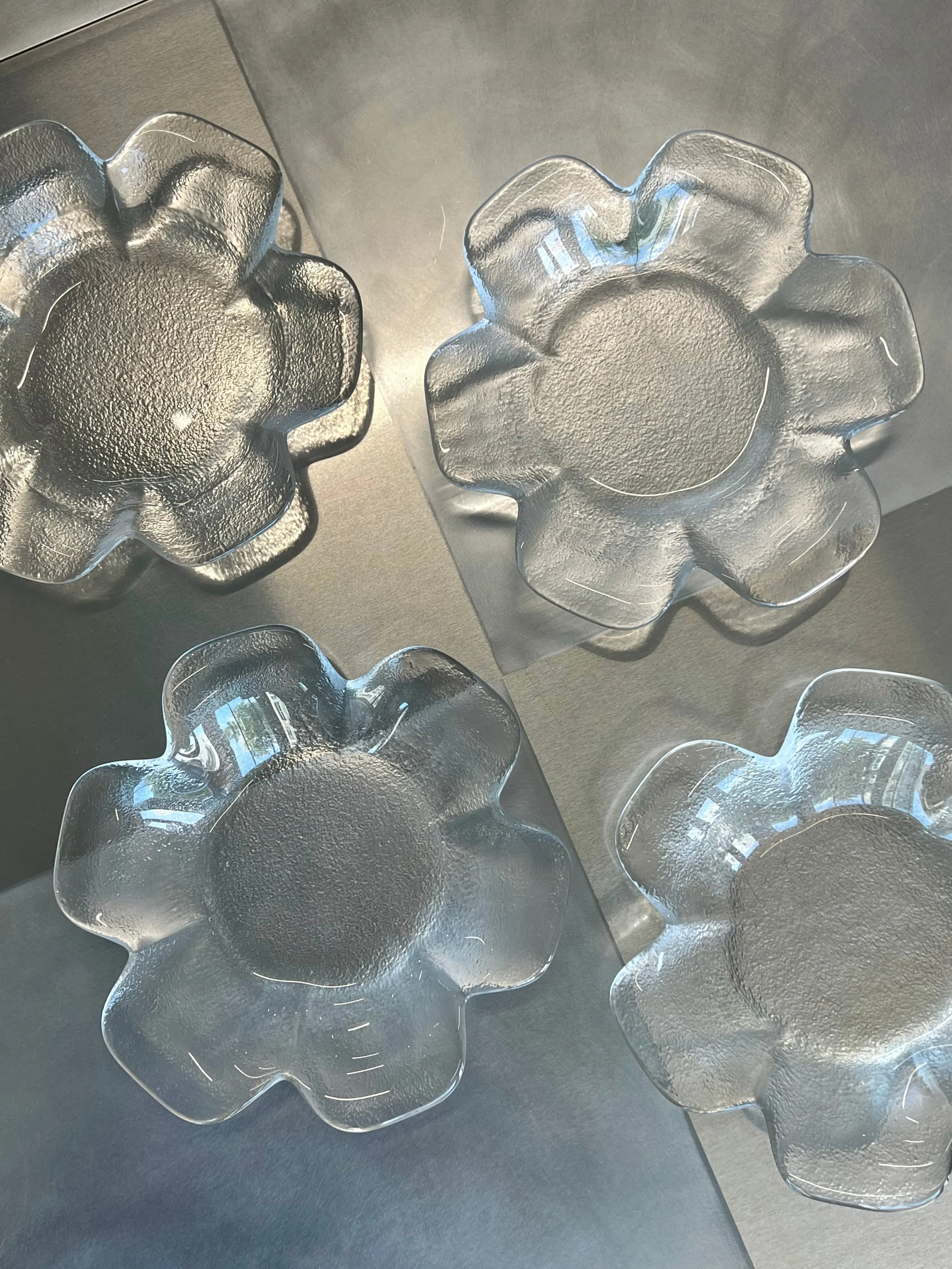 Vintage Glass Flower Bowls - Set of 4