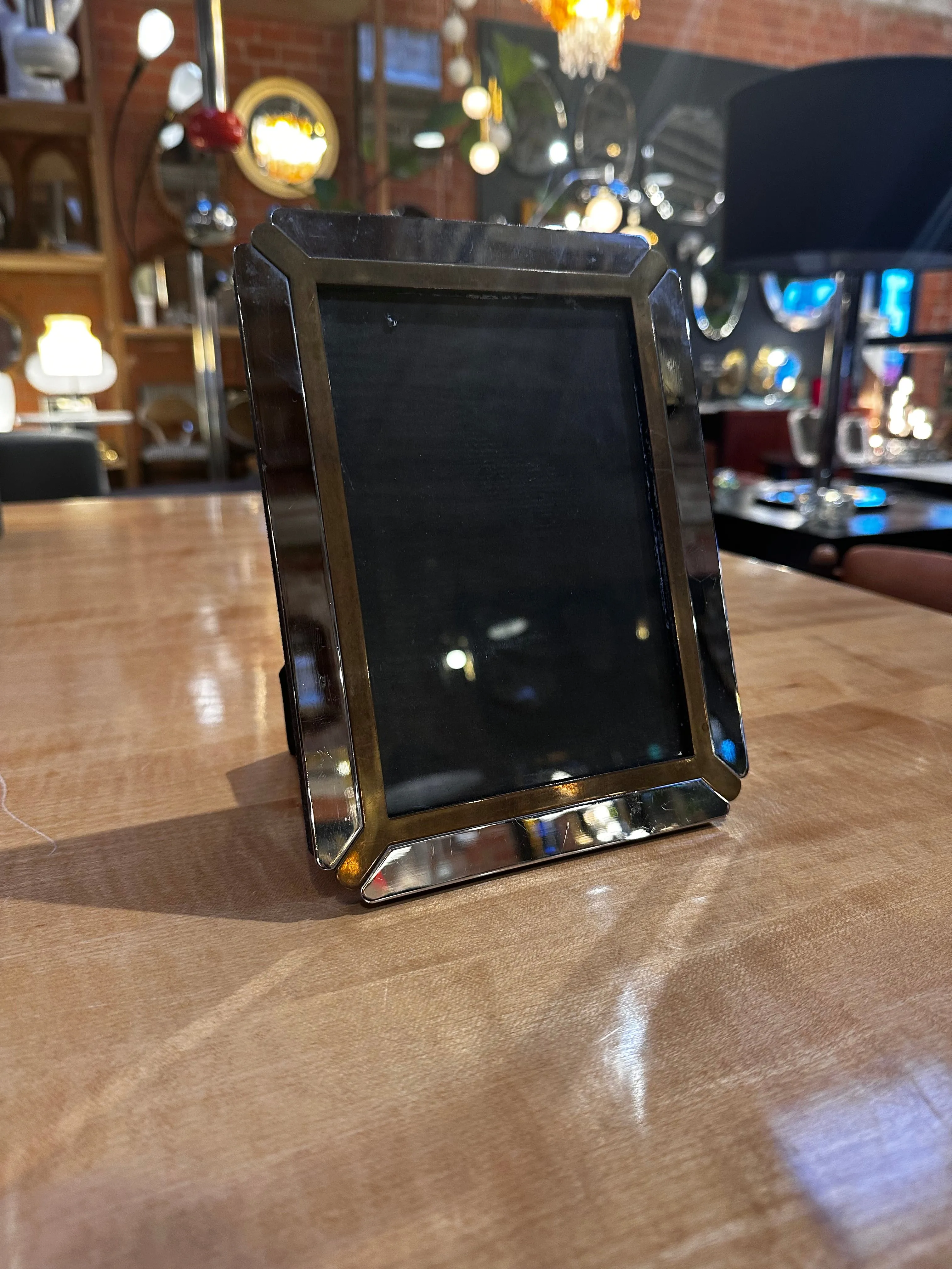 Vintage Italian Chrome And Brass Picture Frame 1980s